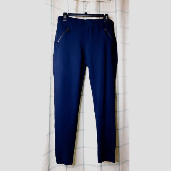 Charlie Paige Skinny Pants Sz. L Navy Knit Slacks Work Office - Picture 1 of 6